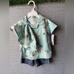 Carter's Mint Floral Button Down Shirt